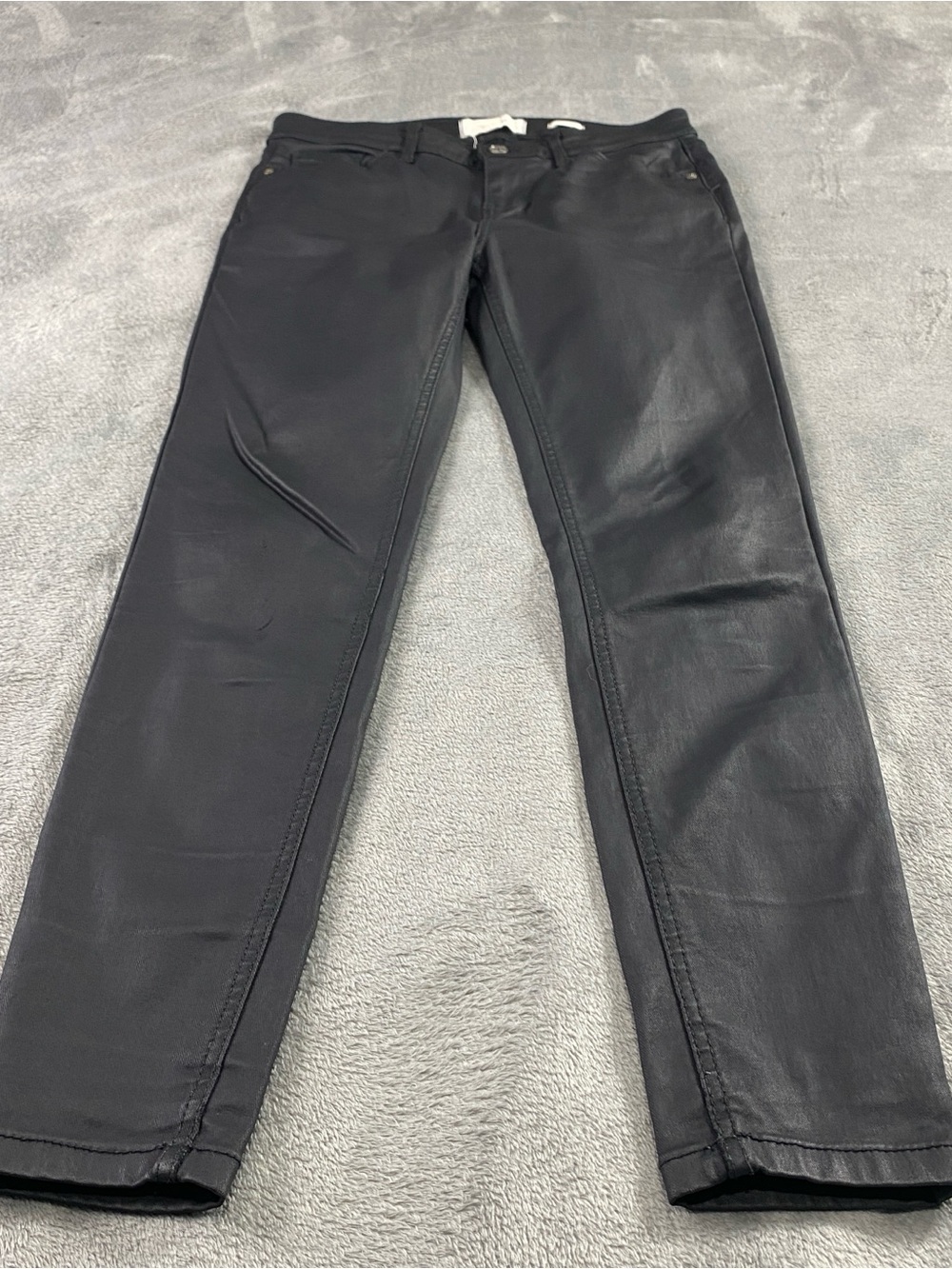 FAT FACE Coated Skinny Jeans Women’s Black Stretchy Pants Winter Preppy Y2K
